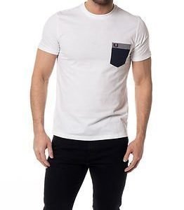 Fred Perry Gingham Trim Pocket T-Shirt White