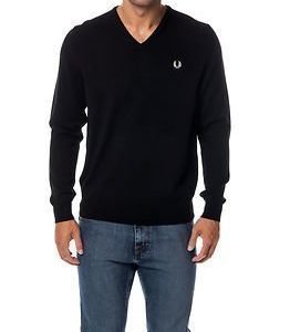 Fred Perry V-Neck Sweater Black