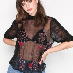 Free People So In Love Emb Blouse Juhlapaita Black