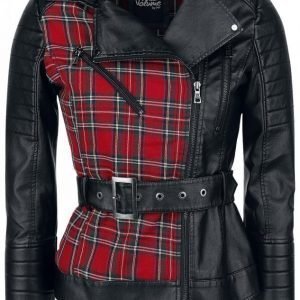 Full Volume By Emp Tartan Biker Jacket Naisten Keinonahkatakki