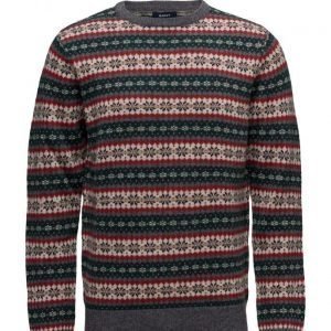 GANT N.Y. Lambswool Multi Fairisle Crew pyöreäaukkoinen neule