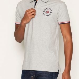 Gant American Flag Pique Rugger Pikeepaita Light Grey Melange