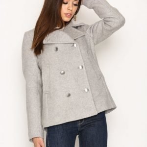 Gant Bonded Wool Pea Coat Pitkä Takki Light Grey Melange