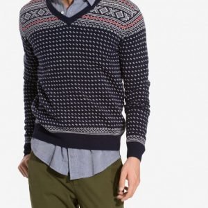 Gant Christmas Fairsle V-Neck Neulepusero Marine