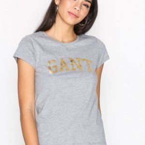 Gant Logo C-Neck Ss T-Shirt T-Paita Grey Melange