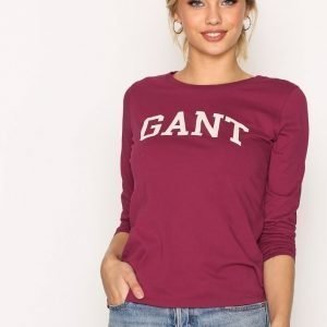 Gant Logo T-Shirt Ls Paita Raspberry