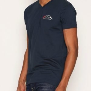 Gant Seas V-Neck T-shirt Small Print T-paita Navy