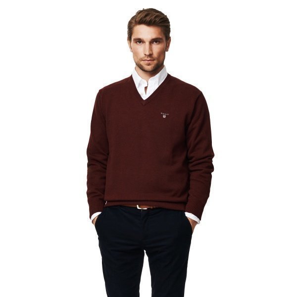 Gant Solid Cotton V Puuvillaneule