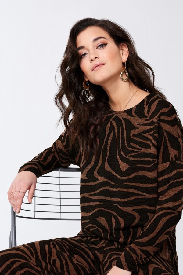 Gina Tricot Alma Top Toppi Brown Zebra