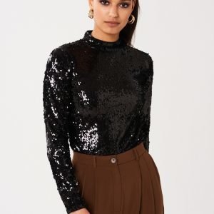 Gina Tricot Belle Sequins Top Paljettitoppi Black