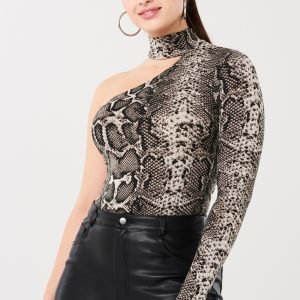 Gina Tricot Bonnie One Shoulder Top Toppi Snakeprint Aop