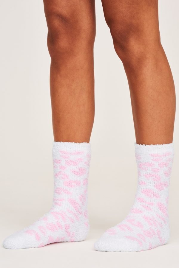 Gina Tricot Chenille Sock Sukat Pink / White 2-Pakkaus