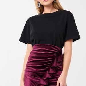 Gina Tricot Cilla Velvet Skirt Hame Wine