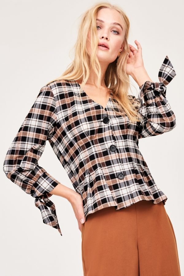 Gina Tricot Dilba Button Down Blouse Pusero Check