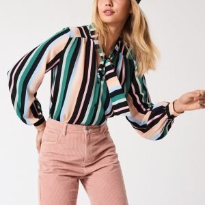 Gina Tricot Dolores Tie Neck Blouse Pusero Suburbia Stripe