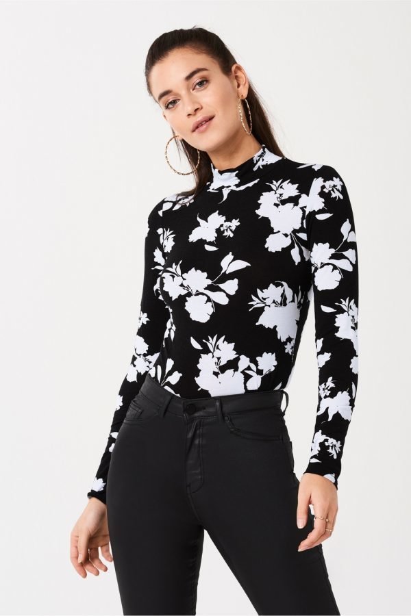 Gina Tricot Dora Poolopusero Black / Flower