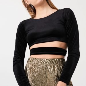 Gina Tricot Elina Velvet Top Toppi Black