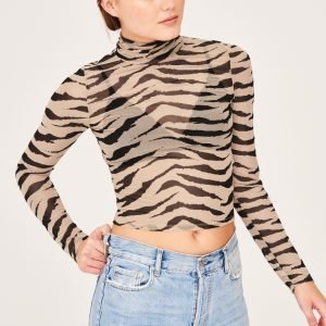 Gina Tricot Ellen Mesh Top Toppi Zebra