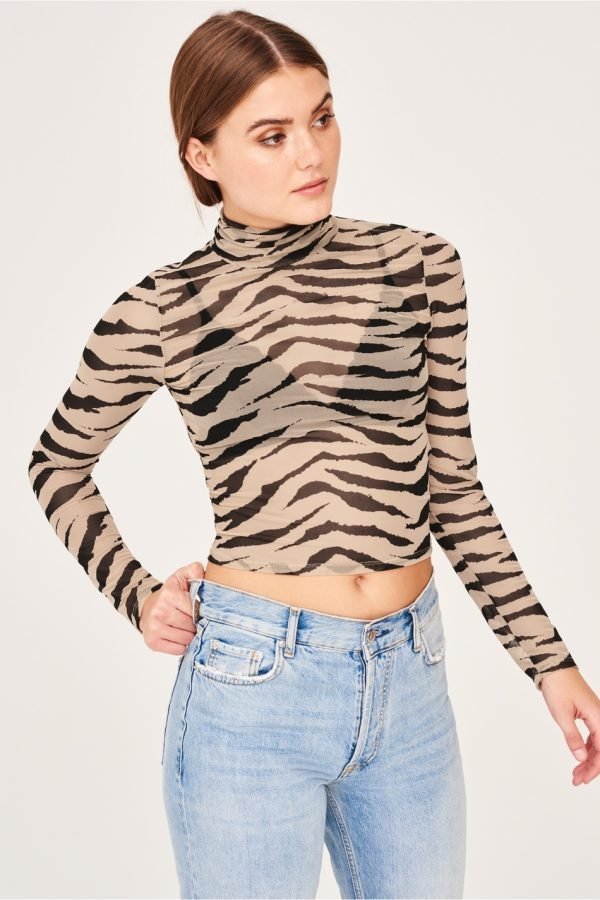 Gina Tricot Ellen Mesh Top Toppi Zebra