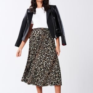 Gina Tricot Eva Pleated Skirt Hame Leopard