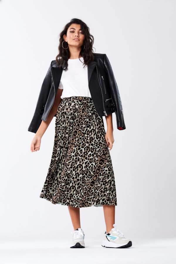 Gina Tricot Eva Pleated Skirt Hame Leopard