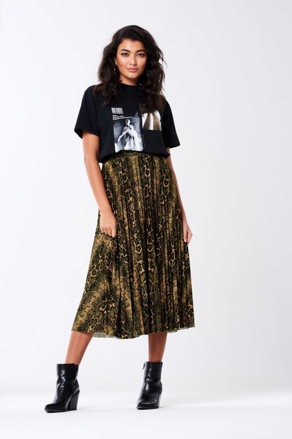 Gina Tricot Eva Pleated Skirt Hame Snakeprint Aop