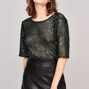 Gina Tricot Flisa Sequins Top Toppi Black Glitter