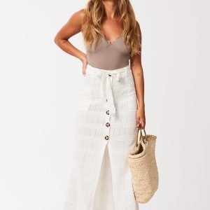 Gina Tricot Florence Button Skirt Hame Offwhite