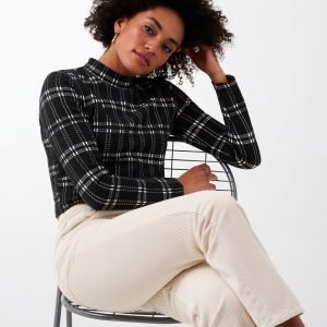 Gina Tricot Gunn Turtleneck Top Poolopusero Black Check