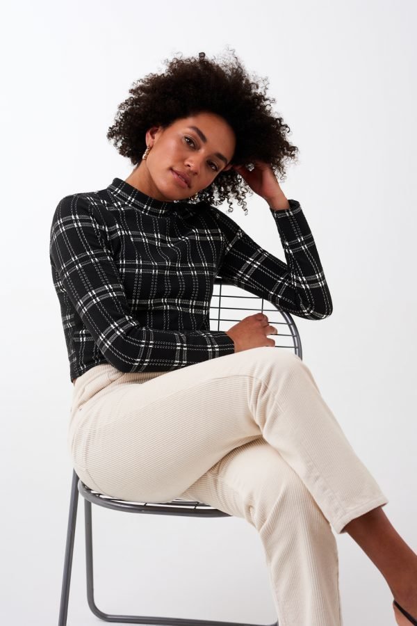 Gina Tricot Gunn Turtleneck Top Poolopusero Black Check