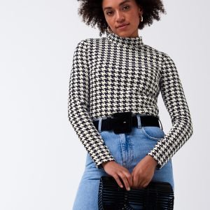 Gina Tricot Gunn Turtleneck Top Poolopusero Houndtooth