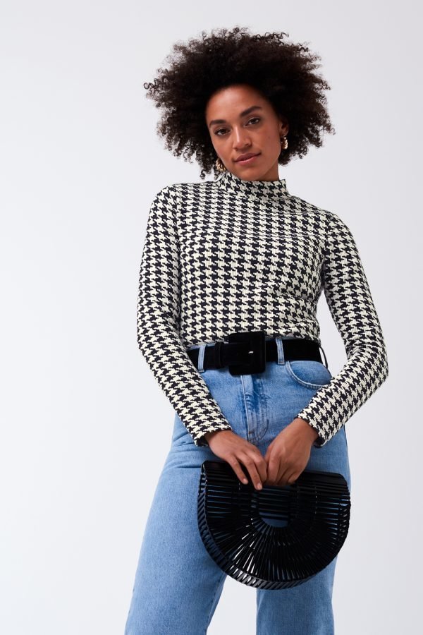 Gina Tricot Gunn Turtleneck Top Poolopusero Houndtooth