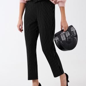 Gina Tricot Hedvig Petite Trousers Housut Black / White Str