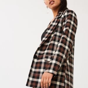 Gina Tricot Hilma Checked Blazer Jakku Browncheck