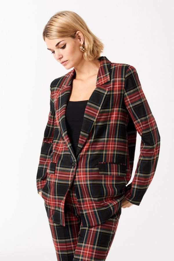 Gina Tricot Hilma Checked Blazer Jakku Red Check