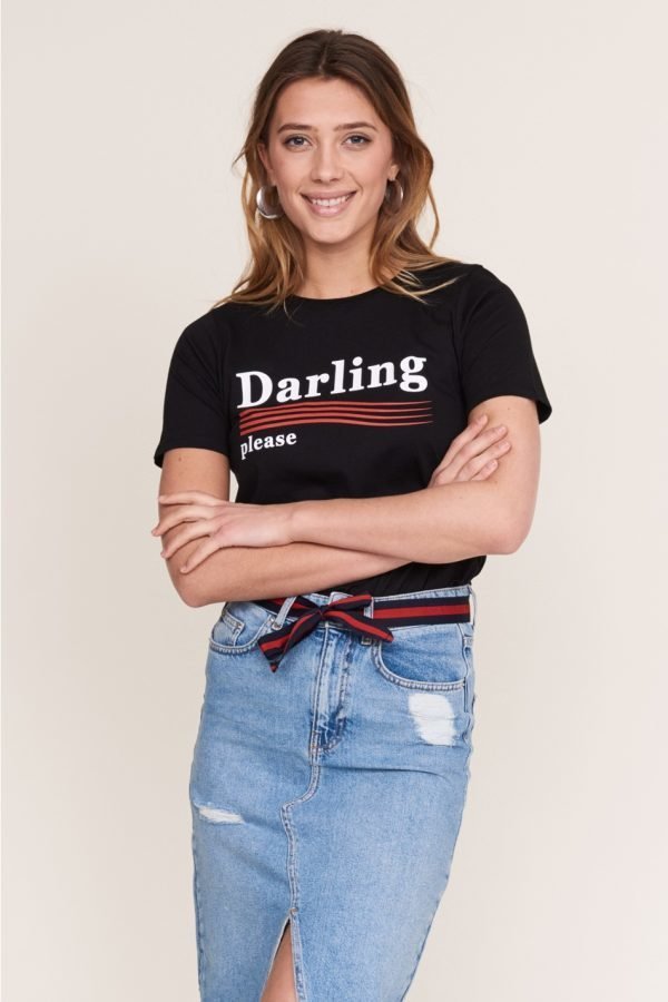 Gina Tricot Ivory Tee T-Paita Black / Darling