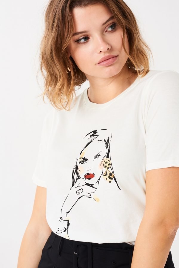 Gina Tricot Ivory Tee T-Paita Offwhite / Girls