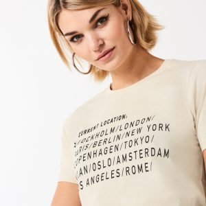 Gina Tricot Ivory Tee T-Paita Smokegray / Print