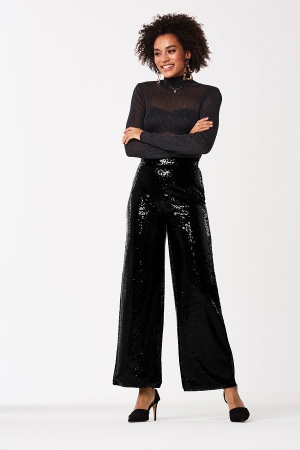Gina Tricot Jessica Sequins Trousers Housut Black