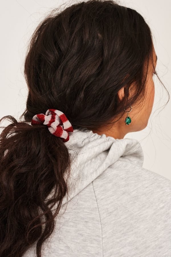 Gina Tricot Juno Scrunchie Hiuslenkki Silver / Red