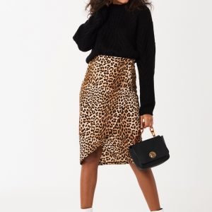 Gina Tricot Karin Draped Skirt Hame Leopard