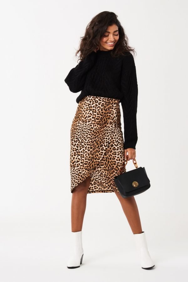 Gina Tricot Karin Draped Skirt Hame Leopard