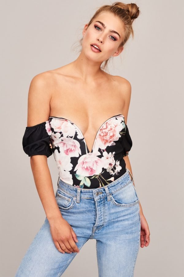 Gina Tricot Keira Body Black Floral