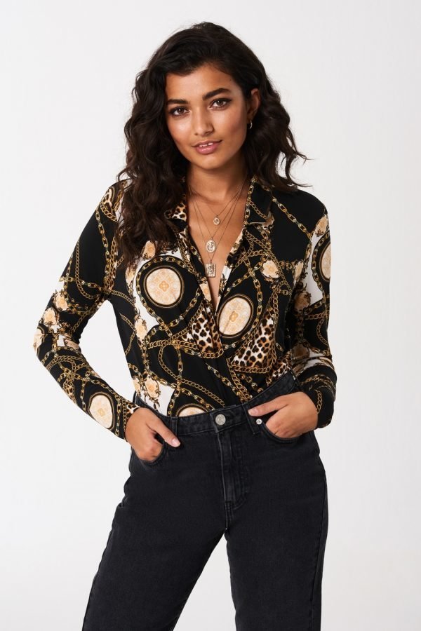 Gina Tricot Kenna Wrap Top Toppi Chain / Aop