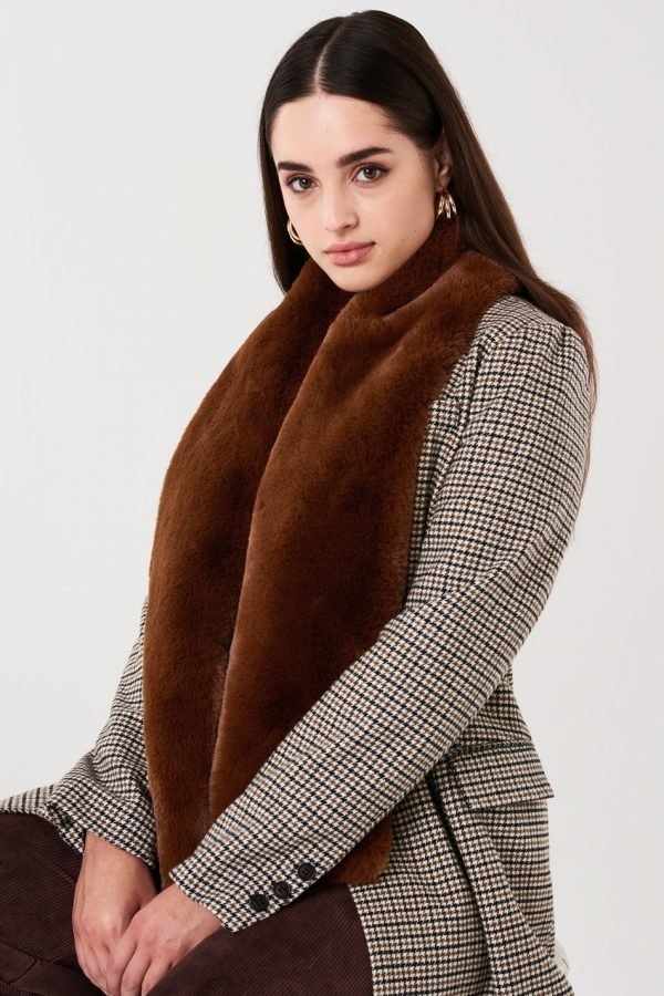 Gina Tricot Klara Fur Collar Turkiskaulus Brown