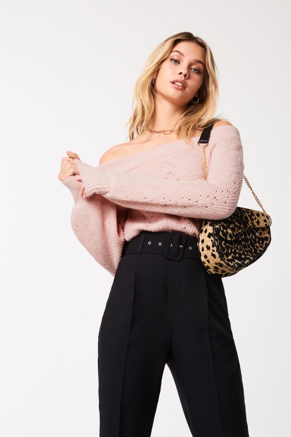 Gina Tricot Kristin Knitted Off Shoulder Neulepusero Pink Haze