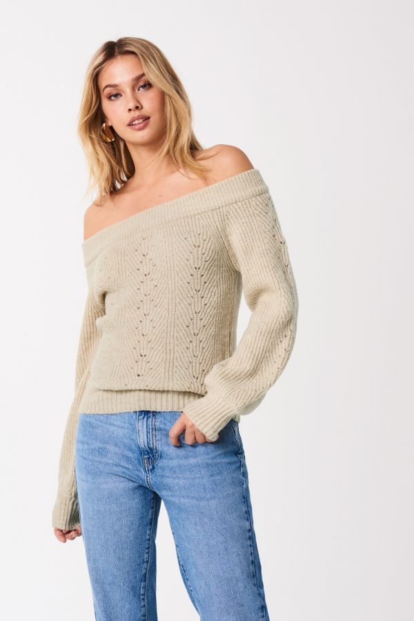 Gina Tricot Kristin Knitted Off Shoulder Neulepusero Warm / Beige