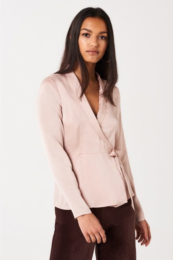 Gina Tricot Leona Wrap Blouse Pusero Pink Haze