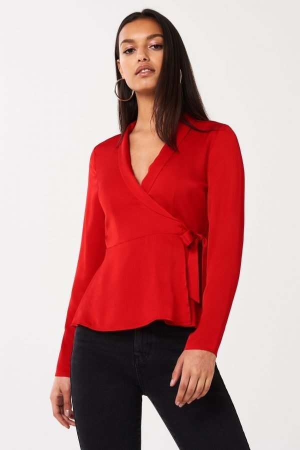 Gina Tricot Leona Wrap Blouse Pusero So Red