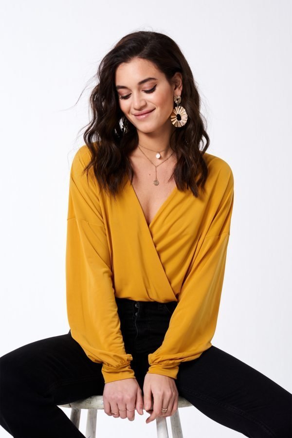 Gina Tricot Leona Wrap Top Toppi Mineral Yellow